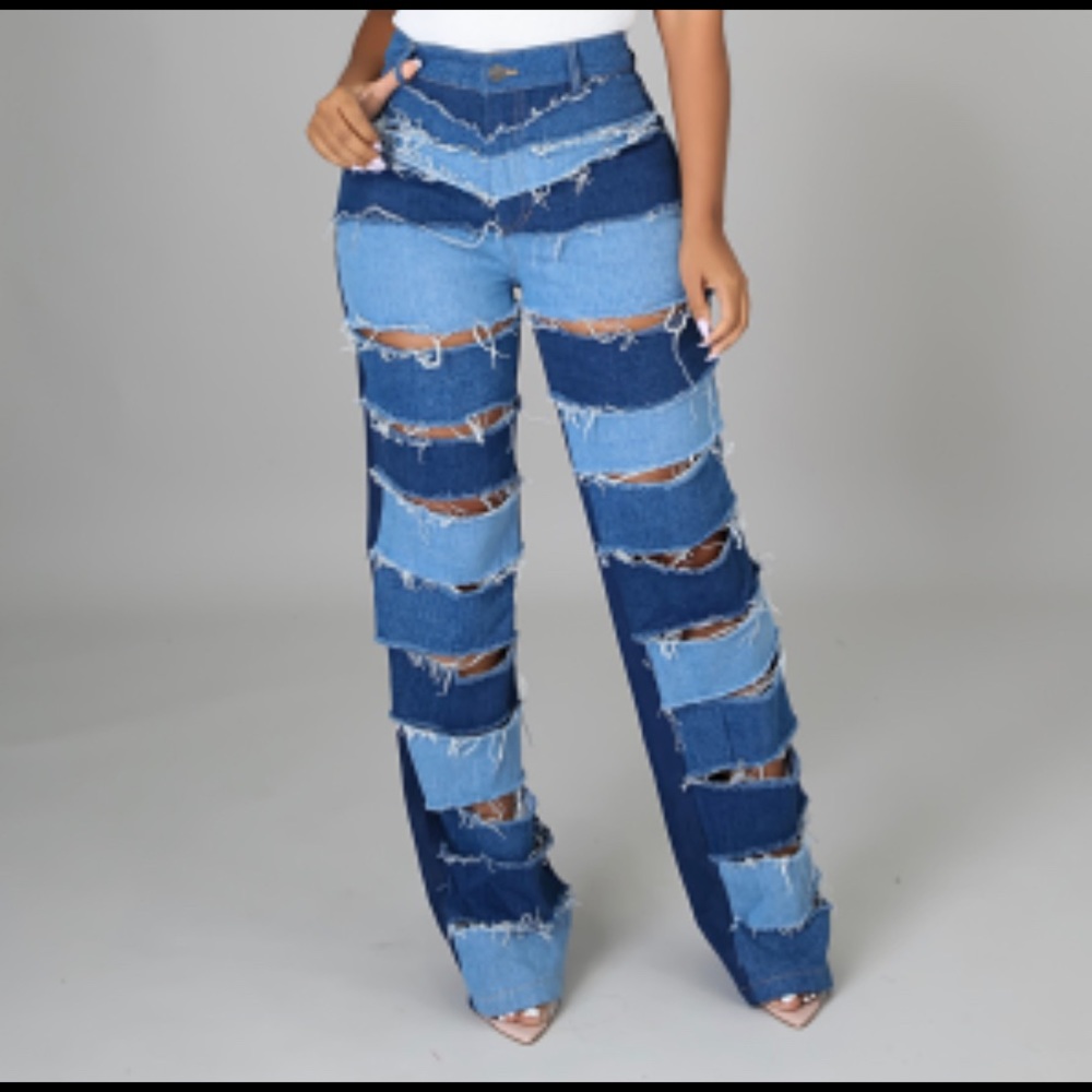 Driving around slit jeans